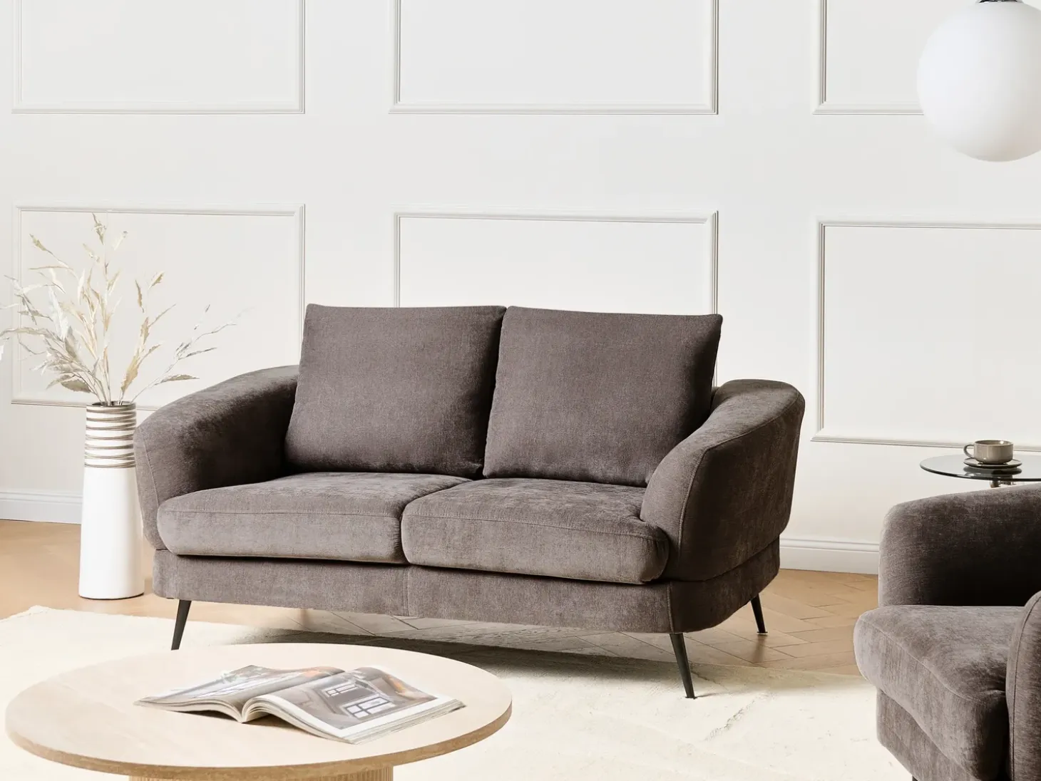 Best Sofa dla 2 osób KJAER Szenil Beżowoszary Sofy Tapicerowane|Sofy Dwuosobowe