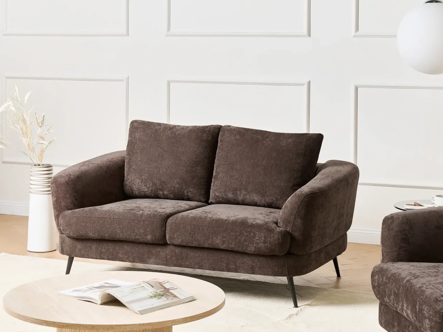 Online Sofa dla 2 osób KJAER Szenil Ciemnobrązowy Sofy Tapicerowane|Sofy Dwuosobowe