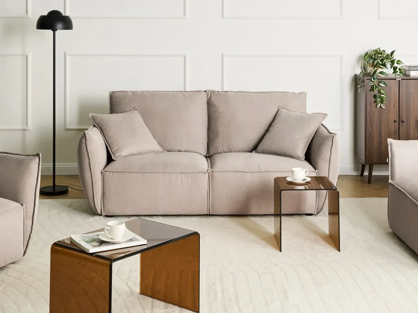 Outlet Sofa dla 3 osób KUNES Beżowoszary Sofy Tapicerowane|Kolekcje Sof
