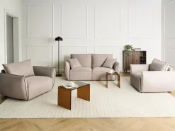 Outlet Sofa dla 3 osób KUNES Beżowoszary Sofy Tapicerowane|Kolekcje Sof