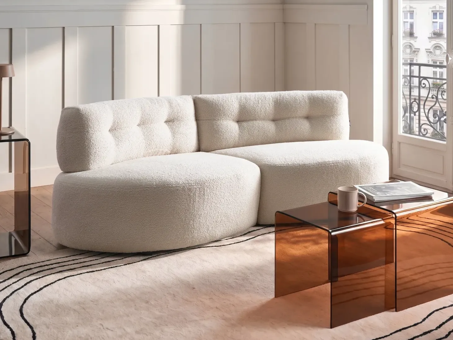 Discount Sofa dla 3 osób LAERDAL Boucle Złamana biel Sofy Tapicerowane|Wszystkie Sofy