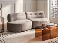 Best Sofa dla 3 osób LAERDAL Welur Beżowoszary Sofy Tapicerowane|Wszystkie Sofy