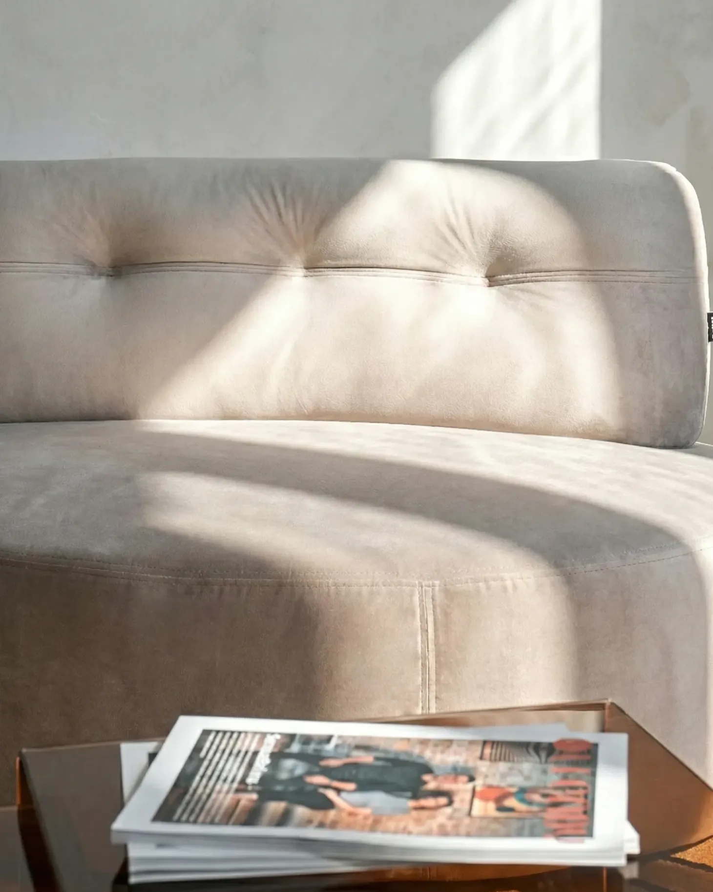 Best Sofa dla 3 osób LAERDAL Welur Beżowoszary Sofy Tapicerowane|Wszystkie Sofy