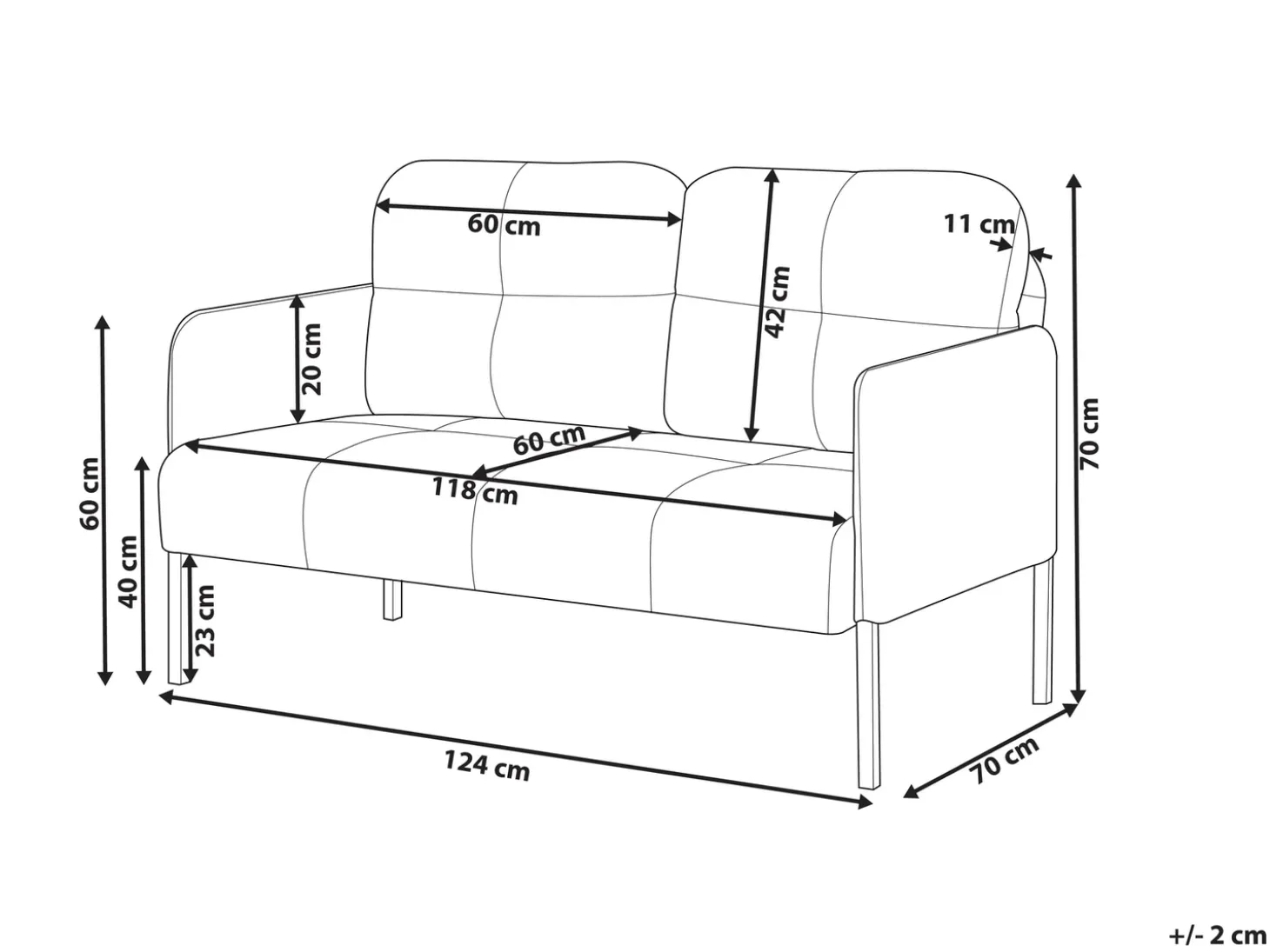 Outlet Sofa dla 2 osób LAHTI Jasnobrązowy Sofy Tapicerowane|Sofy Dwuosobowe