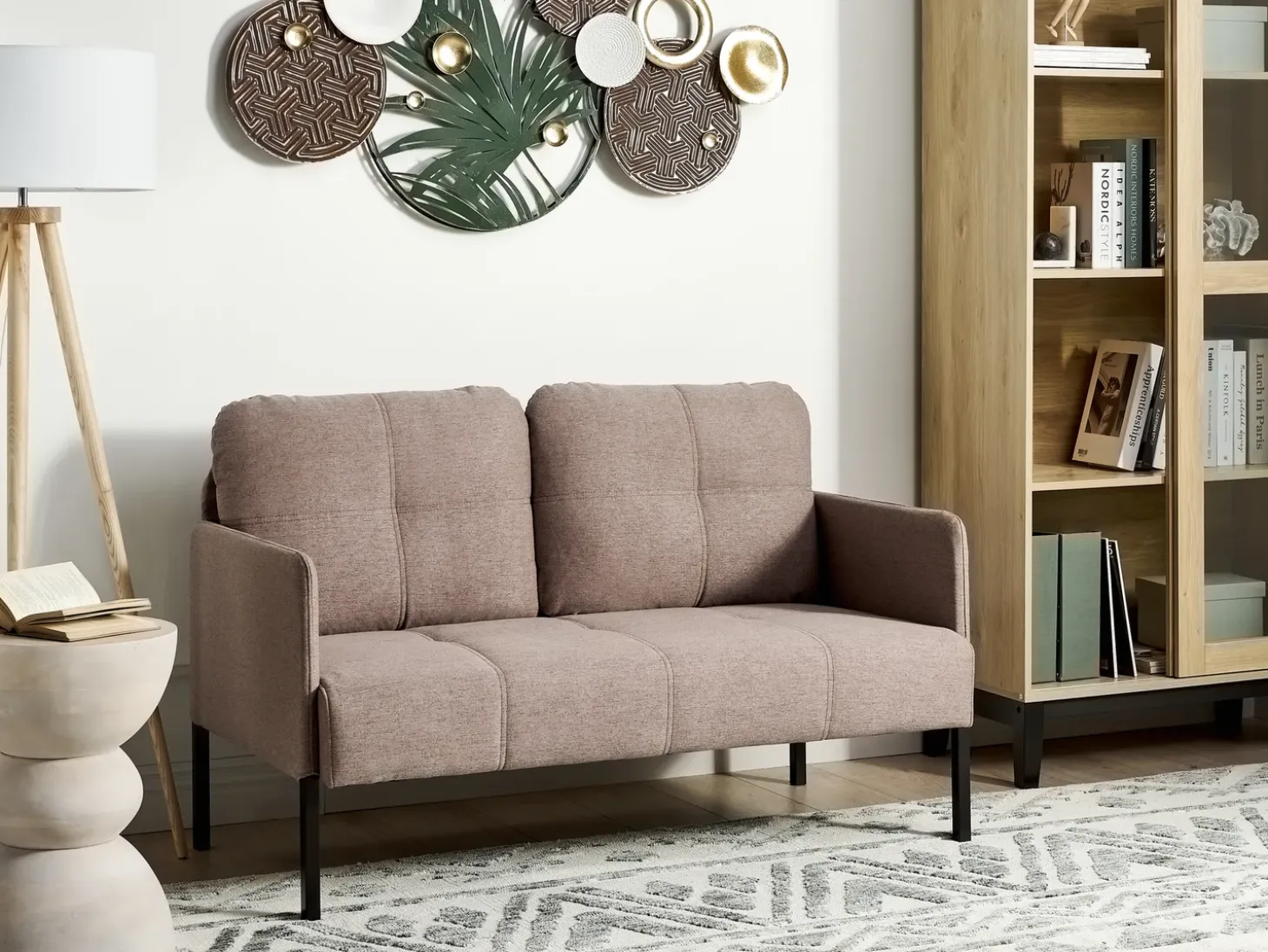 Outlet Sofa dla 2 osób LAHTI Jasnobrązowy Sofy Tapicerowane|Sofy Dwuosobowe