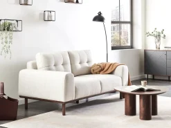 New Sofa dla 2 osób LAURILA Jasnobeżowy Sofy Tapicerowane|Sofy Dwuosobowe