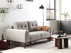 Discount Sofa dla 2 osób LAURILA Jasnoszary Sofy Tapicerowane|Sofy Dwuosobowe