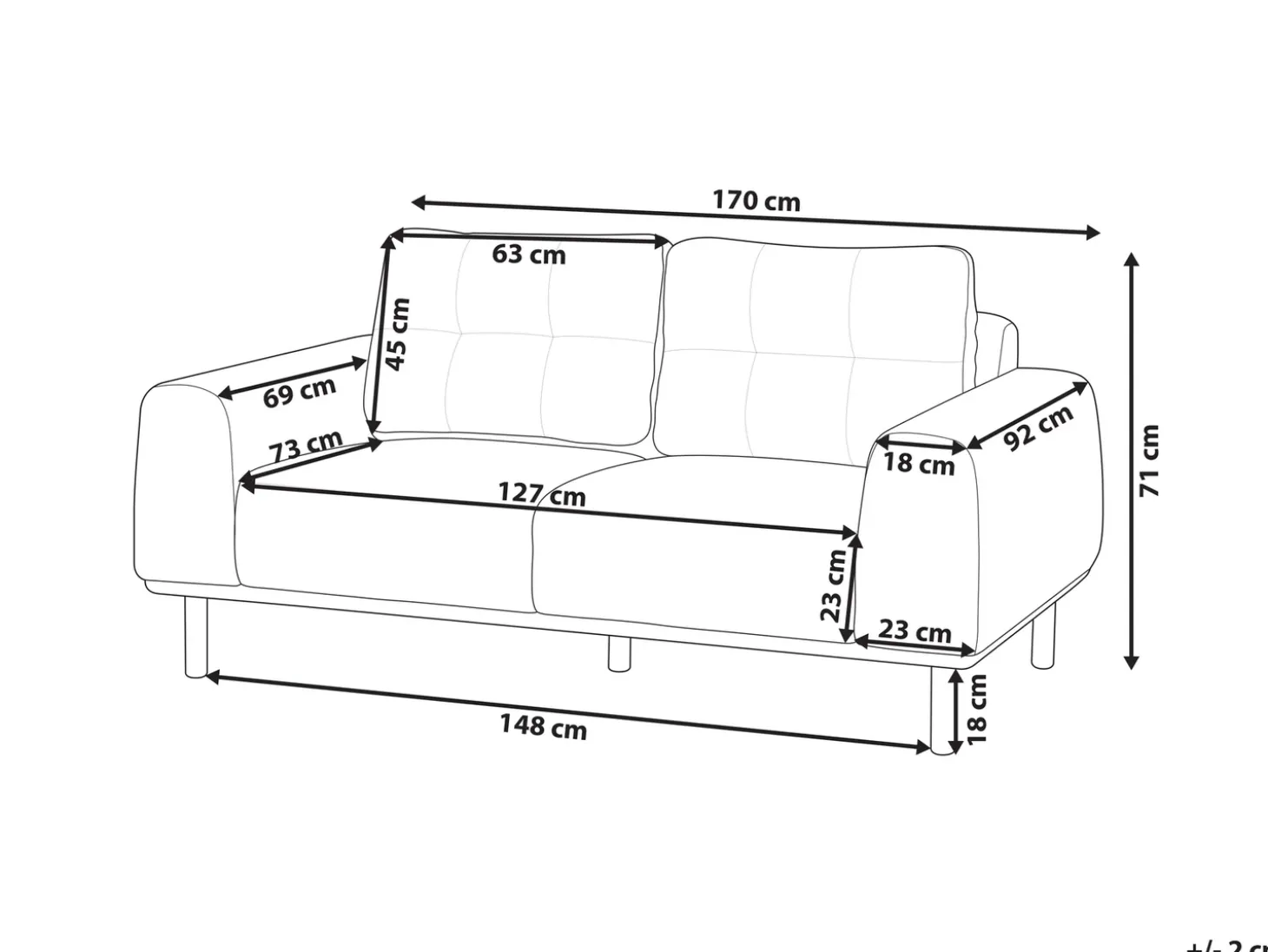 Discount Sofa dla 2 osób LAURILA Jasnoszary Sofy Tapicerowane|Sofy Dwuosobowe