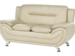 Hot Sofa dla 2 osób LEIRA Ekoskóra Beżowy Sofy Dwuosobowe|Kolekcje Sof