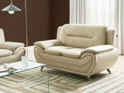 Hot Sofa dla 2 osób LEIRA Ekoskóra Beżowy Sofy Dwuosobowe|Kolekcje Sof