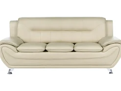 Sale Sofa dla 3 osób LEIRA Ekoskóra Beżowy Kolekcje Sof|Sofy Skórzane