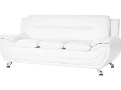 Discount Sofa dla 3 osób LEIRA Ekoskóra Biały Kolekcje Sof|Sofy Skórzane