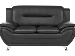 Best Sofa dla 2 osób LEIRA Ekoskóra Czarny Sofy Dwuosobowe|Kolekcje Sof