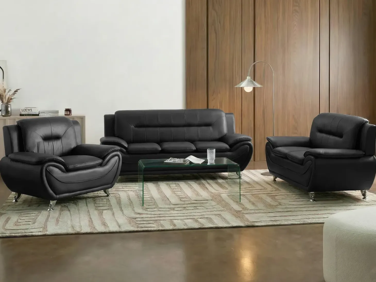 Best Sofa dla 2 osób LEIRA Ekoskóra Czarny Sofy Dwuosobowe|Kolekcje Sof