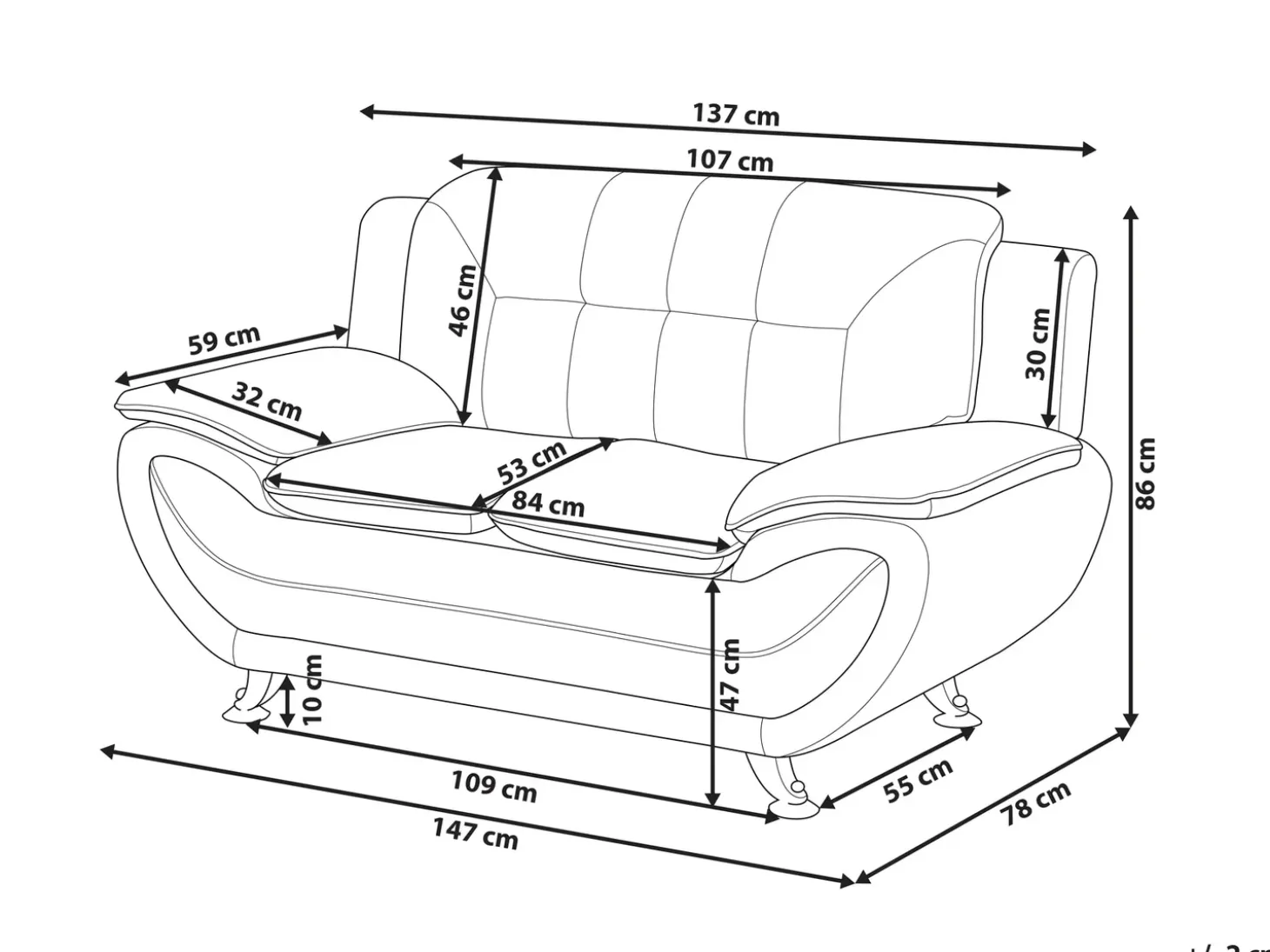 Best Sofa dla 2 osób LEIRA Ekoskóra Czarny Sofy Dwuosobowe|Kolekcje Sof