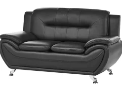 Best Sofa dla 2 osób LEIRA Ekoskóra Czarny Sofy Dwuosobowe|Kolekcje Sof