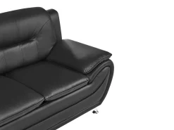 Best Sofa dla 3 osób LEIRA Ekoskóra Czarny Kolekcje Sof|Sofy Skórzane