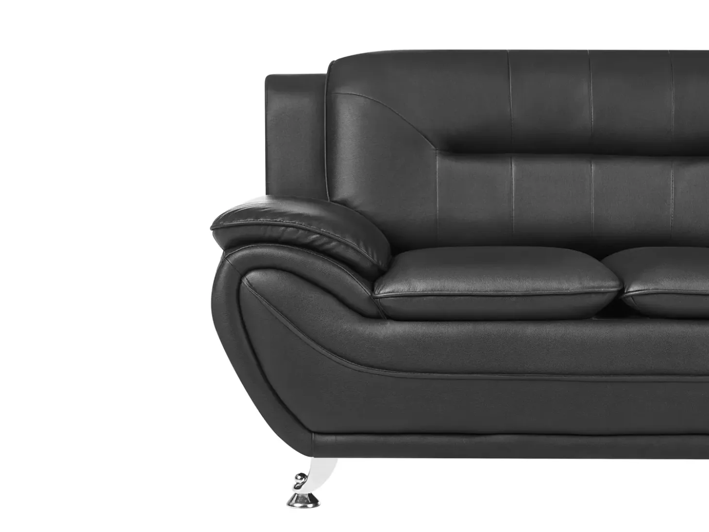 Best Sofa dla 3 osób LEIRA Ekoskóra Czarny Kolekcje Sof|Sofy Skórzane