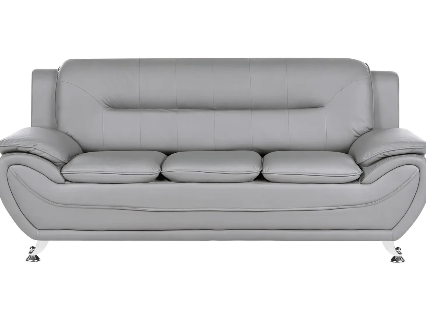 New Sofa dla 3 osób LEIRA Ekoskóra Szary Kolekcje Sof|Sofy Skórzane