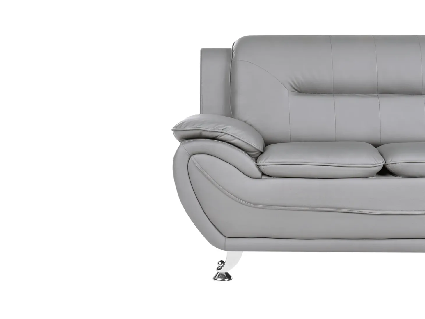 New Sofa dla 3 osób LEIRA Ekoskóra Szary Kolekcje Sof|Sofy Skórzane