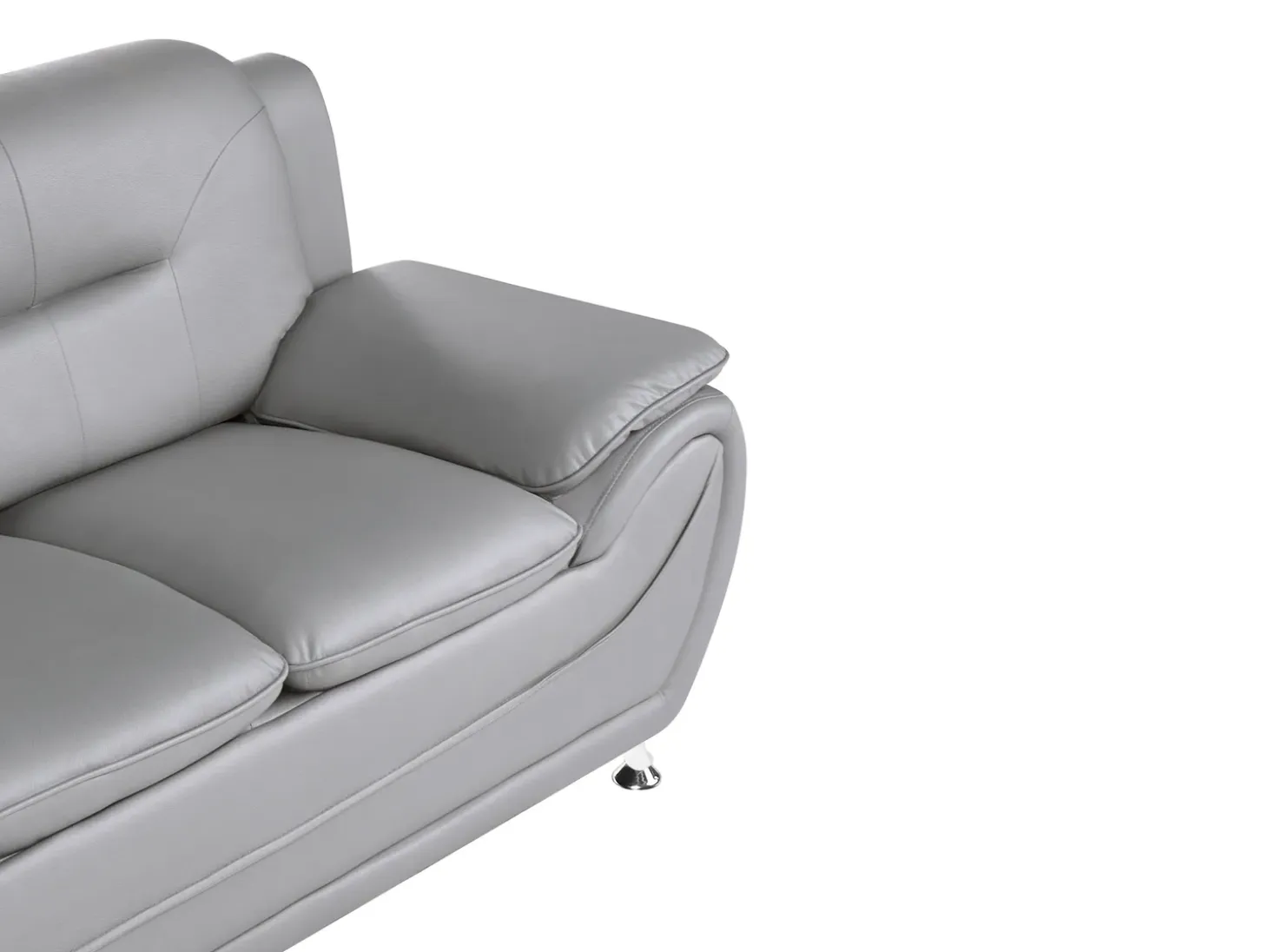 New Sofa dla 3 osób LEIRA Ekoskóra Szary Kolekcje Sof|Sofy Skórzane