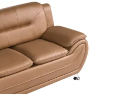 Outlet Sofa dla 2 osób LEIRA Ekoskóra Złoty brąz Sofy Dwuosobowe|Kolekcje Sof