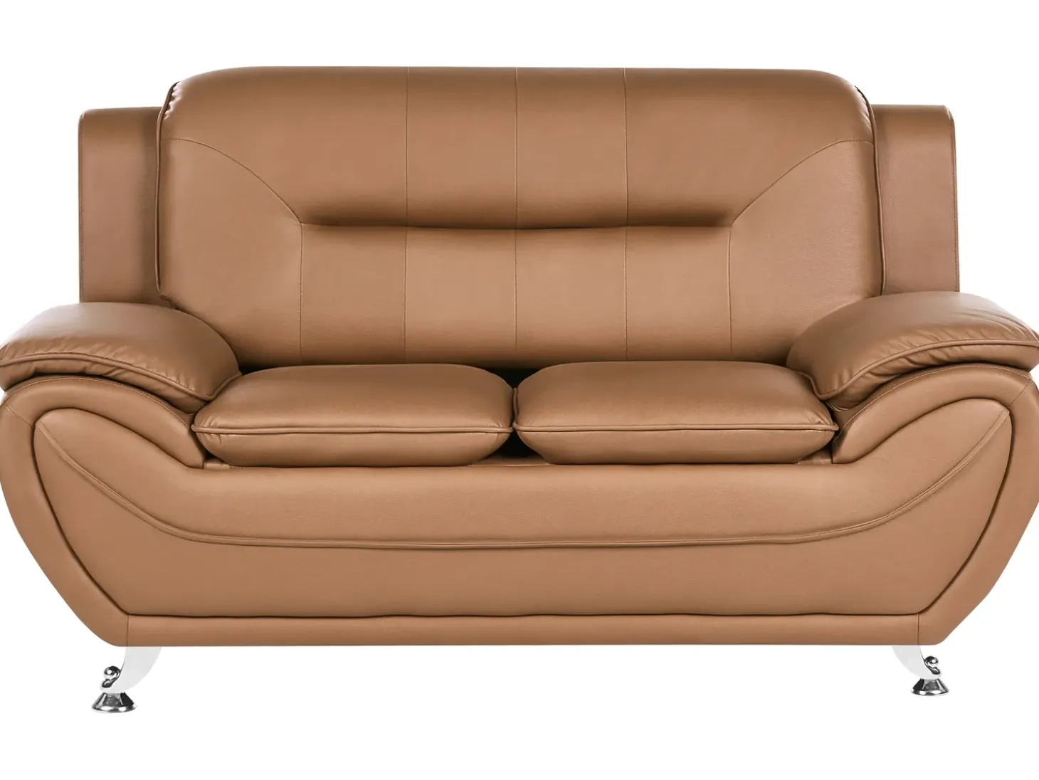 Outlet Sofa dla 2 osób LEIRA Ekoskóra Złoty brąz Sofy Dwuosobowe|Kolekcje Sof