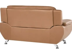Outlet Sofa dla 2 osób LEIRA Ekoskóra Złoty brąz Sofy Dwuosobowe|Kolekcje Sof