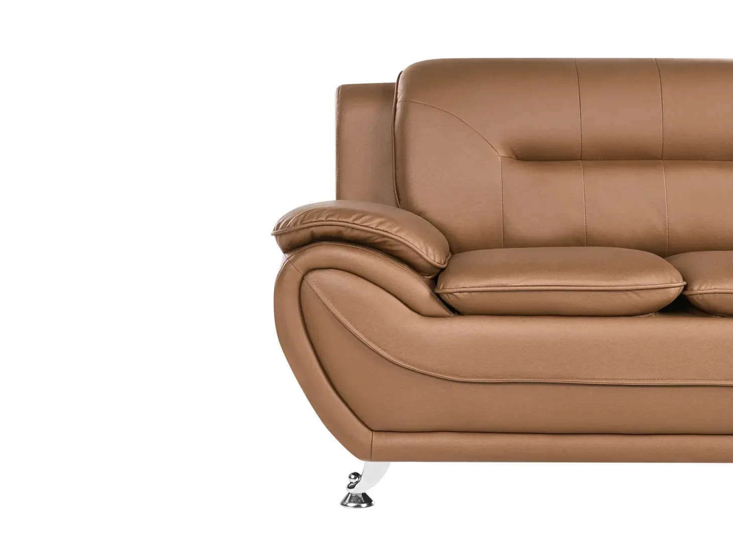 Outlet Sofa dla 2 osób LEIRA Ekoskóra Złoty brąz Sofy Dwuosobowe|Kolekcje Sof