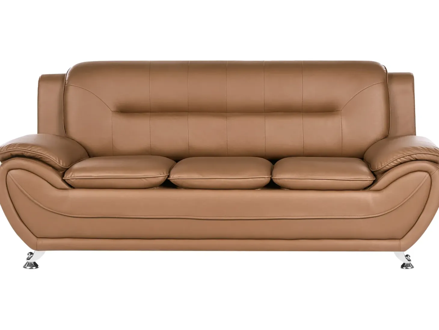 Best Sofa dla 3 osób LEIRA Ekoskóra Złoty brąz Kolekcje Sof|Sofy Skórzane