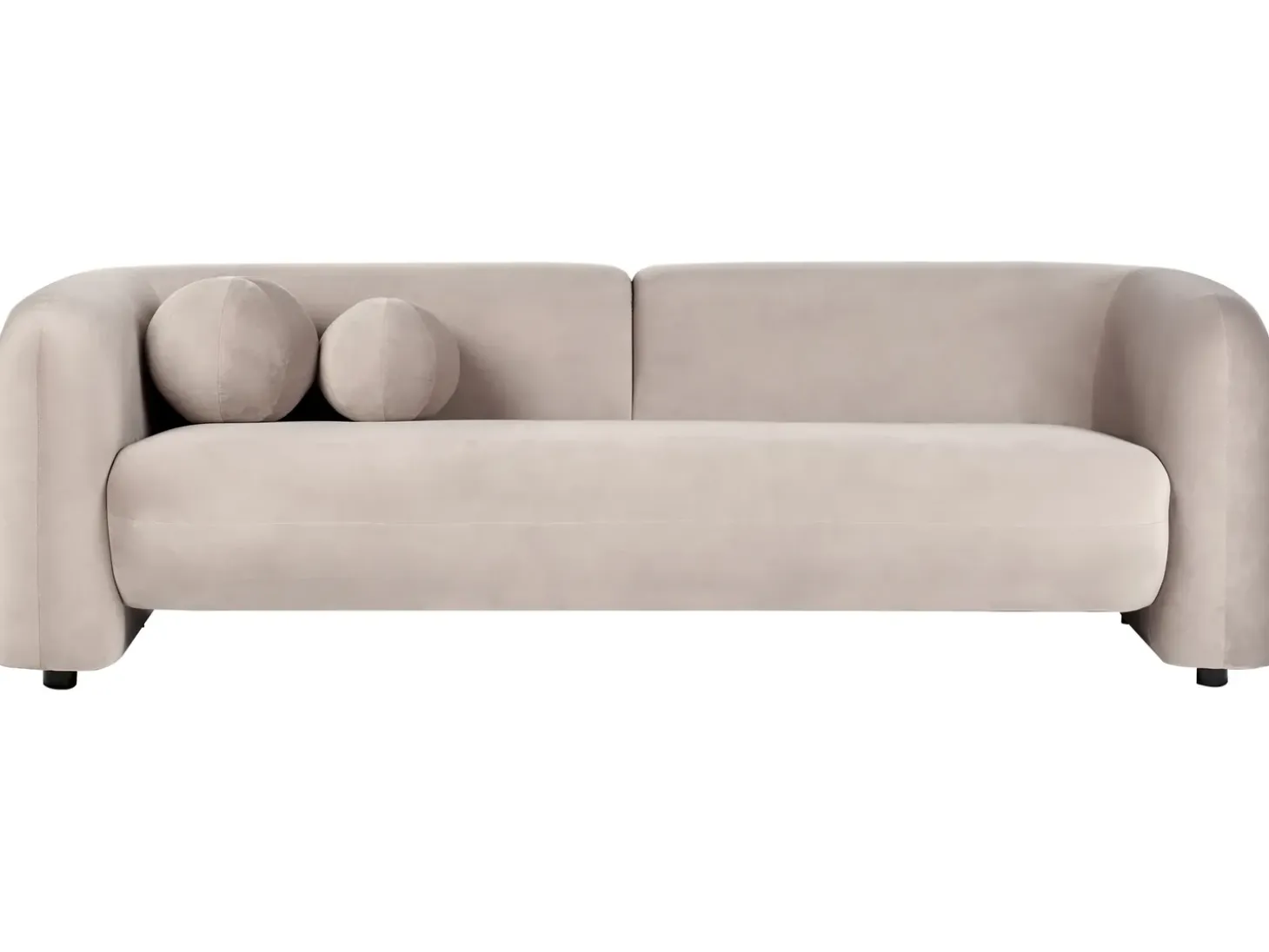 New Sofa dla 3 osób LEIREN Welur Beżowoszary Sofy Tapicerowane|Kolekcje Sof