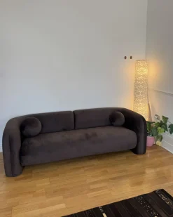 Hot Sofa dla 3 osób LEIREN Welur Ciemno Sofy Tapicerowane|Kolekcje Sof