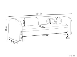 Sofa dla 3 osób LEIREN Welur Złamana biel Sofy Tapicerowane|Kolekcje Sof