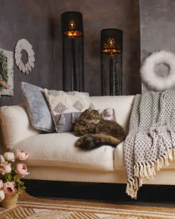 New Sofa dla 3 osób LENVIK Boucle Biały Sofy Tapicerowane|Wszystkie Sofy