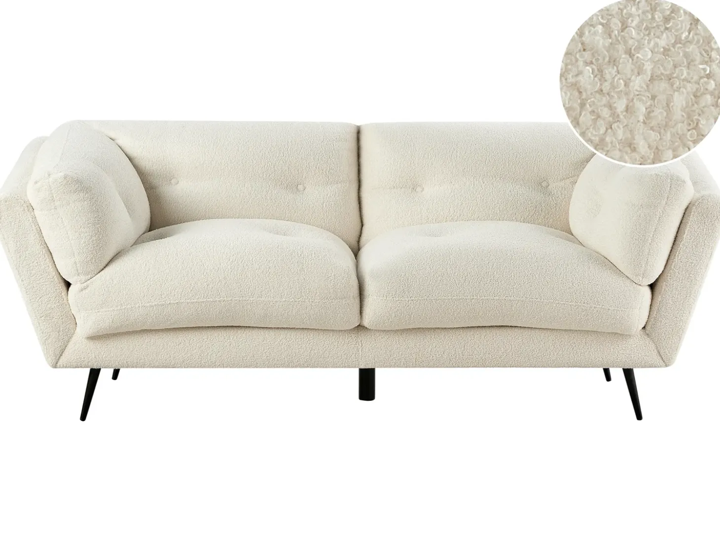 New Sofa dla 3 osób LENVIK Boucle Biały Sofy Tapicerowane|Wszystkie Sofy