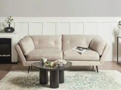 New Sofa dla 3 osób LENVIK Welur Beżowy Sofy Tapicerowane|Wszystkie Sofy