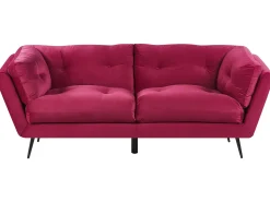 Clearance Sofa dla 3 osób LENVIK Welur Burgundowy Sofy Tapicerowane|Wszystkie Sofy
