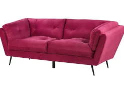 Clearance Sofa dla 3 osób LENVIK Welur Burgundowy Sofy Tapicerowane|Wszystkie Sofy