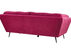 Clearance Sofa dla 3 osób LENVIK Welur Burgundowy Sofy Tapicerowane|Wszystkie Sofy