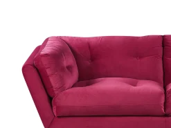 Clearance Sofa dla 3 osób LENVIK Welur Burgundowy Sofy Tapicerowane|Wszystkie Sofy