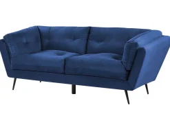 Online Sofa dla 3 osób LENVIK Welur Granatowy Sofy Tapicerowane|Wszystkie Sofy