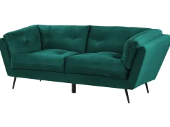 Discount Sofa dla 3 osób LENVIK Welur Szmaragdowy Sofy Tapicerowane|Wszystkie Sofy
