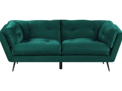 Discount Sofa dla 3 osób LENVIK Welur Szmaragdowy Sofy Tapicerowane|Wszystkie Sofy