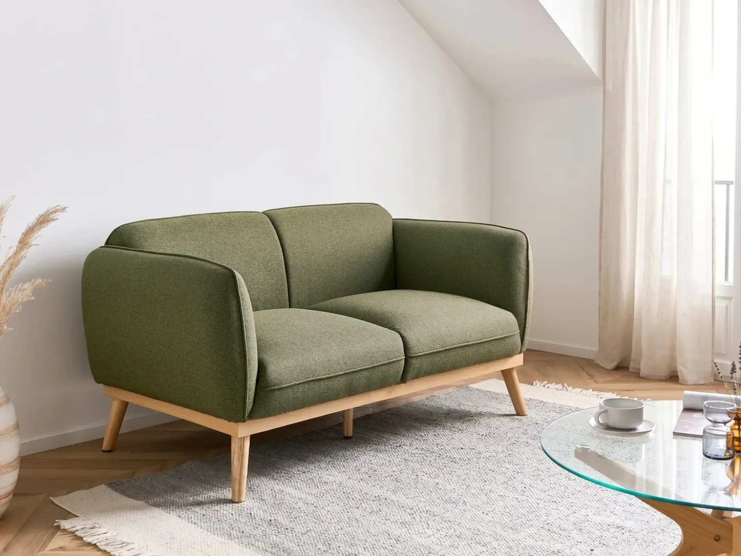 Best Sofa dla 2 osób LJUNG Oliwkowy Sofy Tapicerowane|Sofy Dwuosobowe