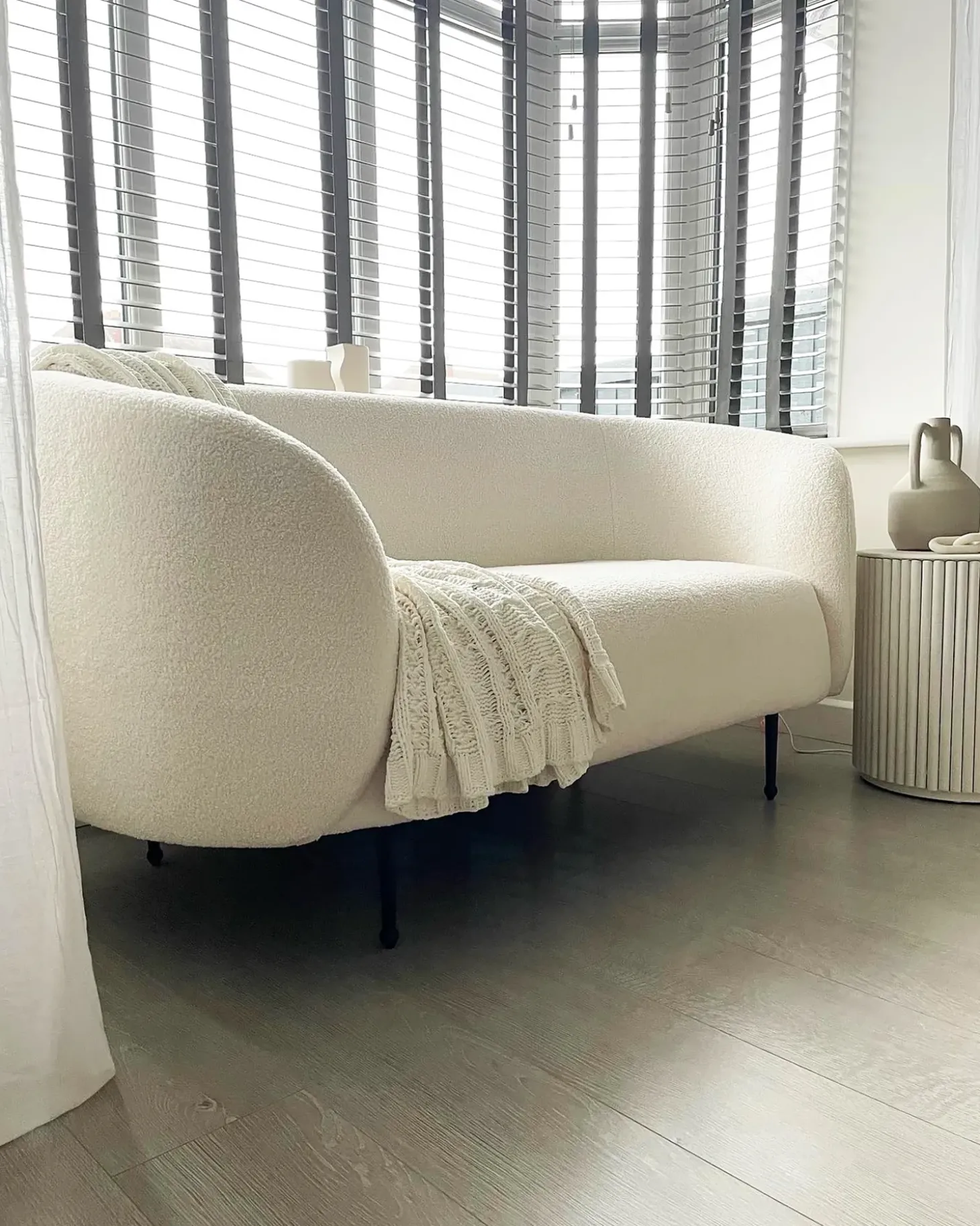 Sale Sofa dla 2 osób LOEN Boucle Biały Sofy Tapicerowane|Sofy Dwuosobowe
