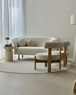 Sale Sofa dla 2 osób LOEN Boucle Biały Sofy Tapicerowane|Sofy Dwuosobowe