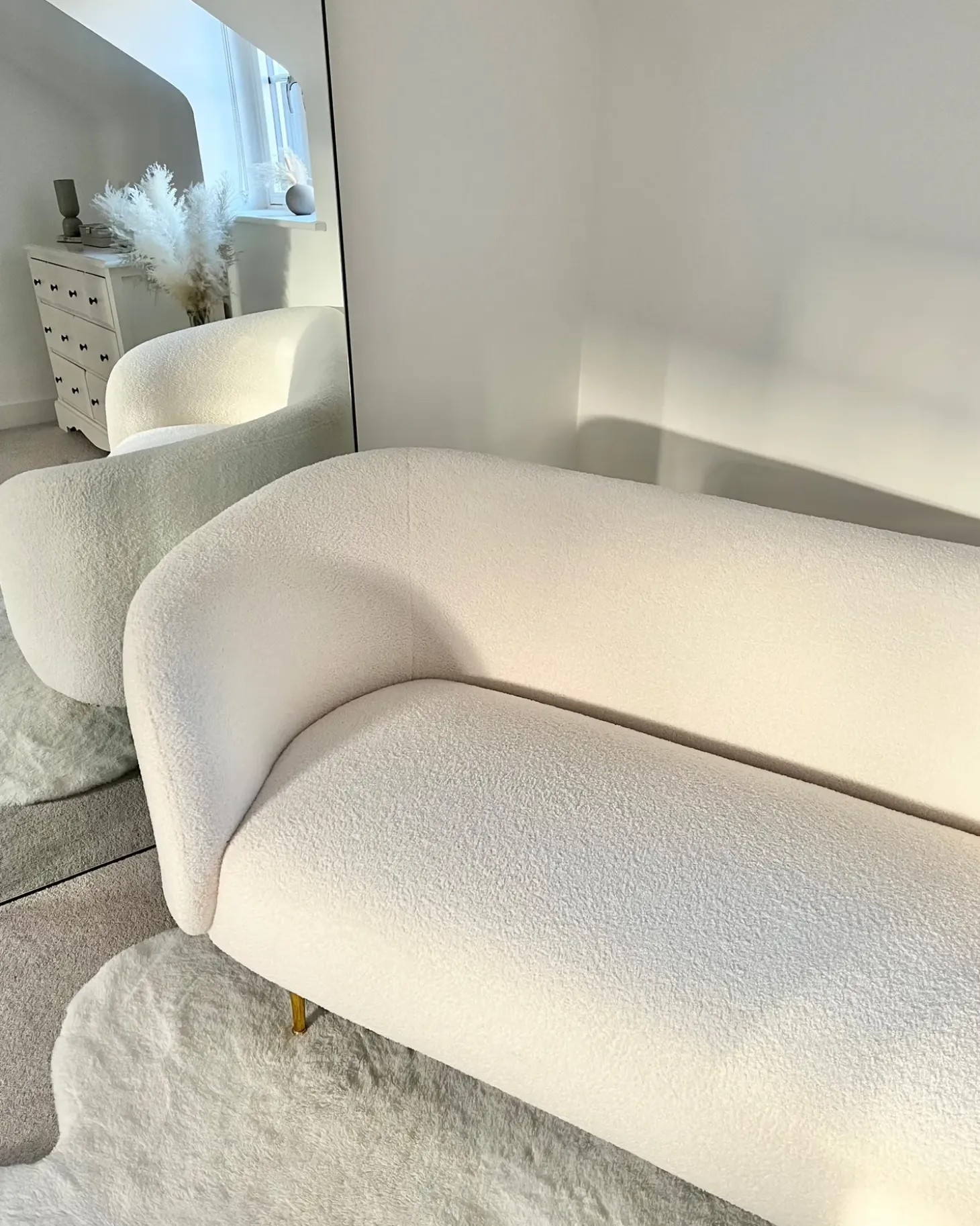 Sale Sofa dla 2 osób LOEN Boucle Biały Sofy Tapicerowane|Sofy Dwuosobowe