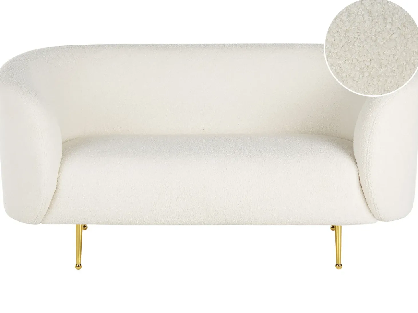 Sale Sofa dla 2 osób LOEN Boucle Biały Sofy Tapicerowane|Sofy Dwuosobowe