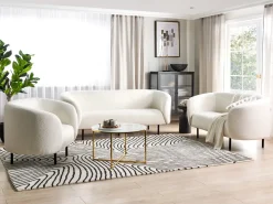 Outlet Sofa dla 3 osób LOEN Boucle Biały Sofy Tapicerowane|Kolekcje Sof