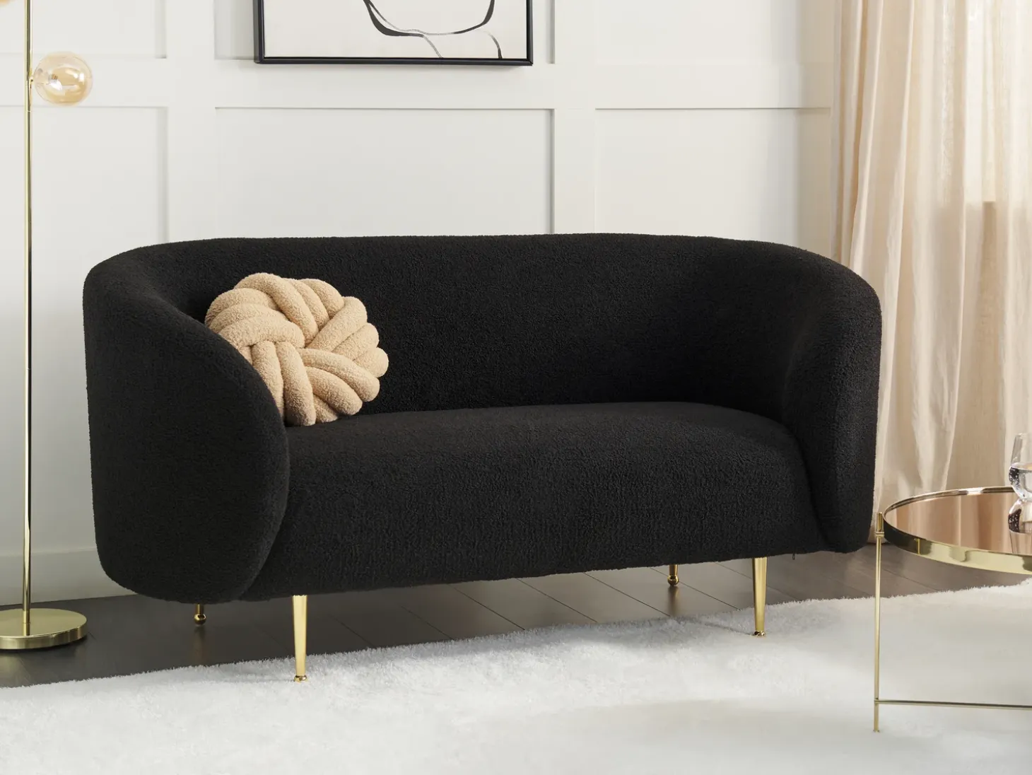 Sofa dla 2 osób LOEN Boucle Czarny Sofy Tapicerowane|Sofy Dwuosobowe